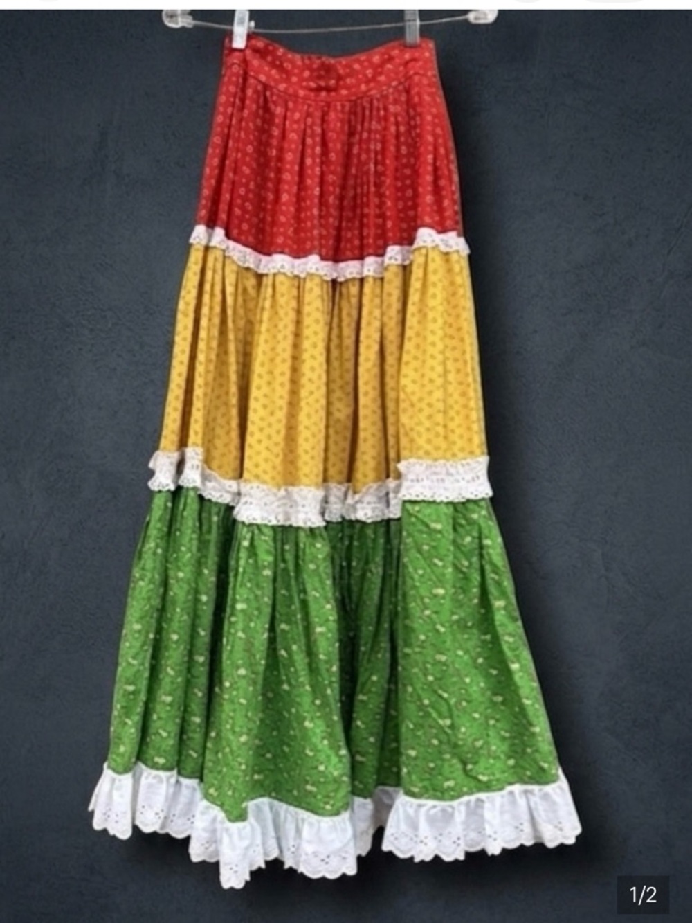 Vintage western prairie skirt ruffled 70s